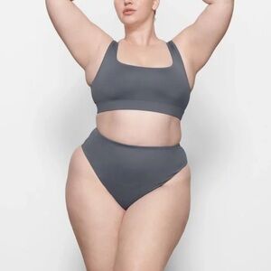 Skims Recycled Swim Mid Waist Bottom Gunmetal xxs